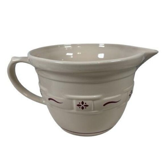 Longaberger Pottery Classic Red Woven Traditions 2 Qt Mixing Pitcher Batter Bowl - Picture 2 of 9